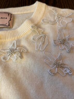 Lingua Franca Cashmere cream cardigan